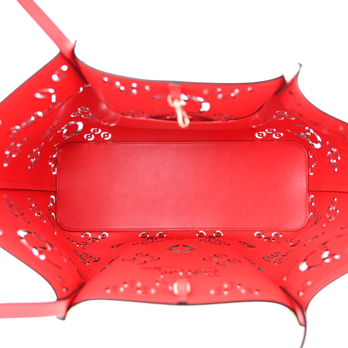 Calfskin Perforated Large Loubinthesky Cabarock Spikes Tote Snow