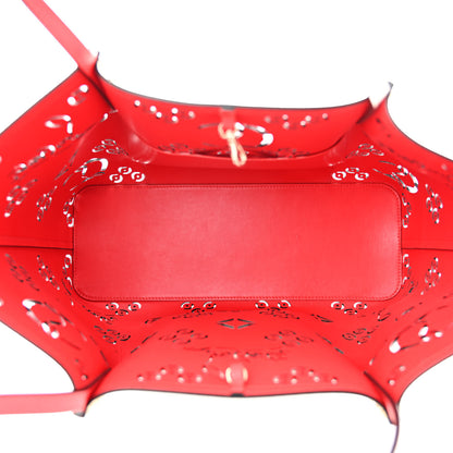 Christian Louboutin Calfskin Perforated Large Loubinthesky Cabarock Spikes Tote Snow 5 of 9