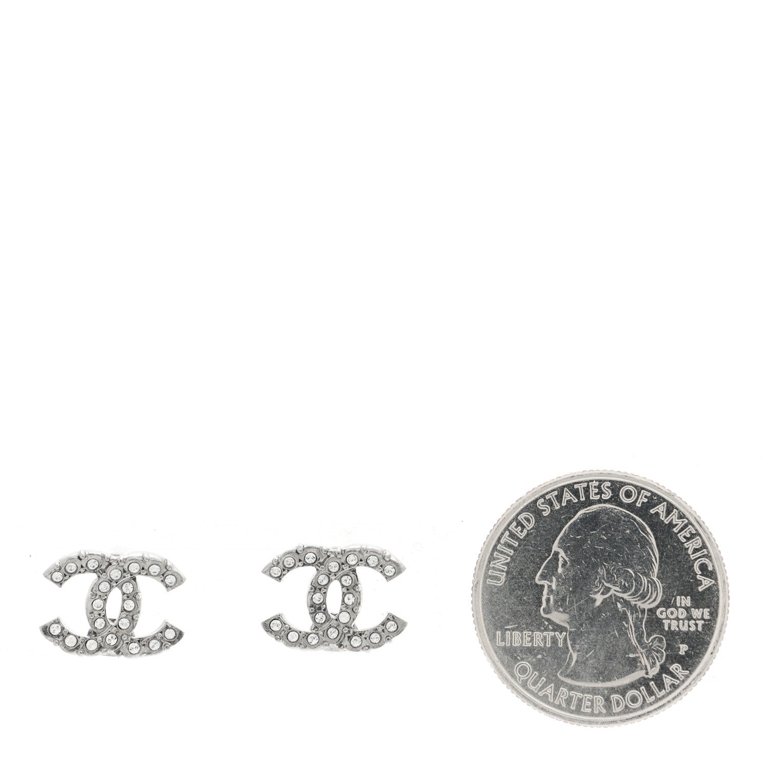 Chanel Crystal Mini CC Earrings Silver 2 of 5