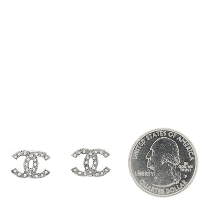 Chanel Crystal Mini CC Earrings Silver 2 of 5