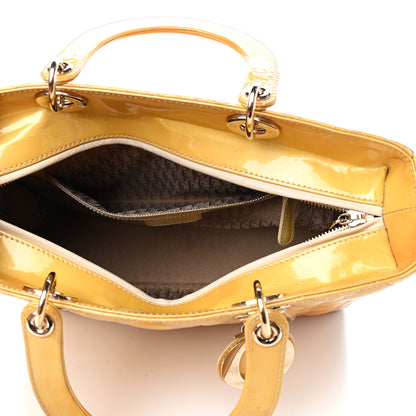 Christian Dior Patent Cannage Large Lady Dior Yellow 4 of 11