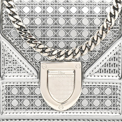 Christian Dior Metallic Patent Micro-Cannage Baby Diorama Flap Bag Silver 8 of 10