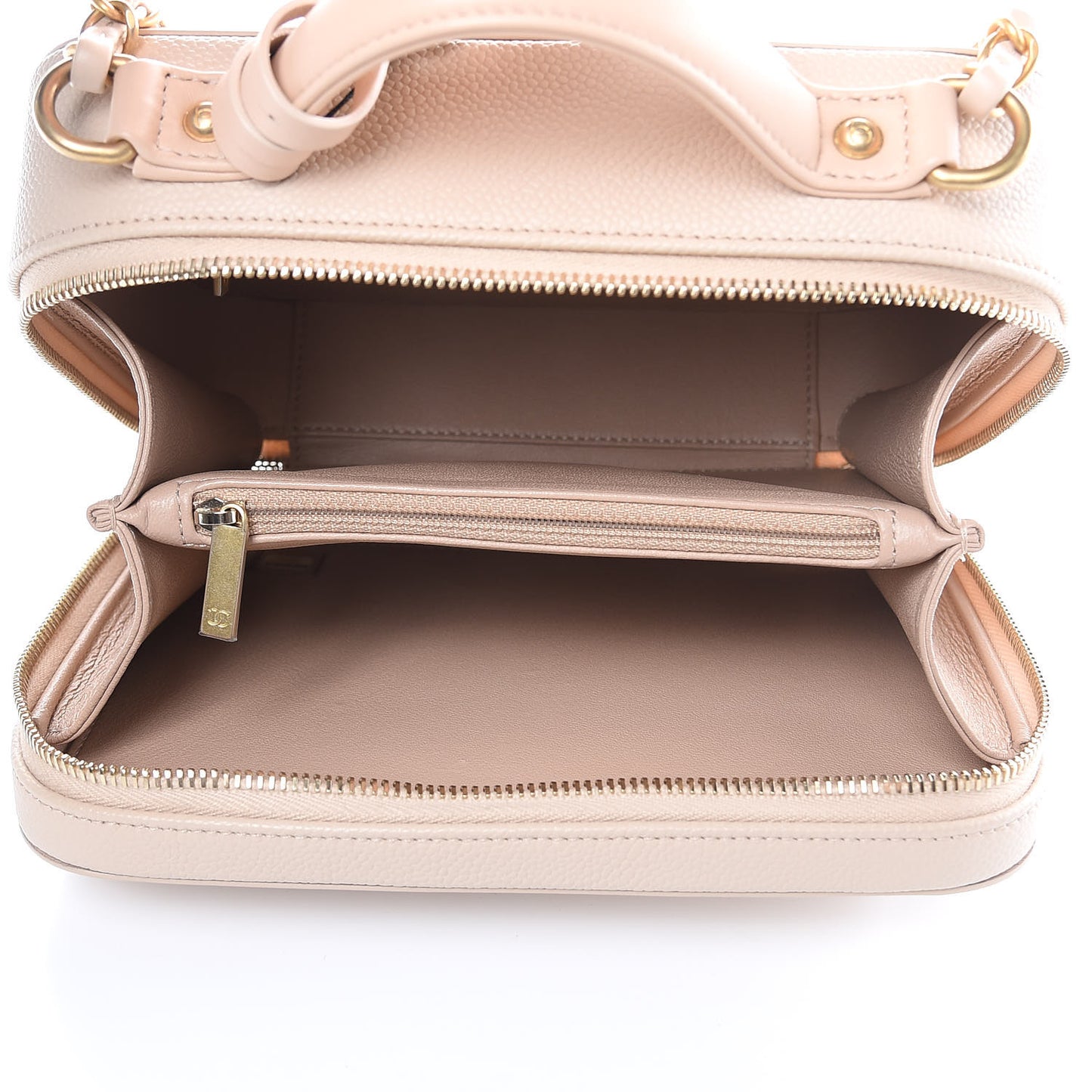 Caviar Quilted Medium CC Filigree Vanity Case Beige