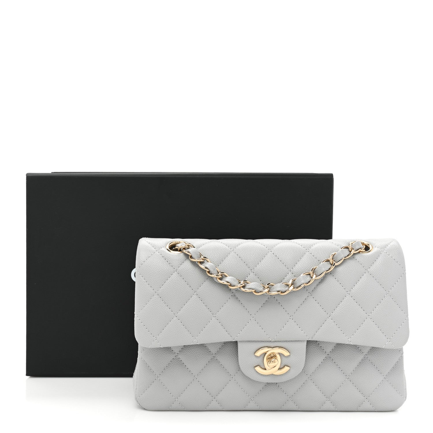 Chanel Caviar Quilted Small Double Flap Grey 13 of 13