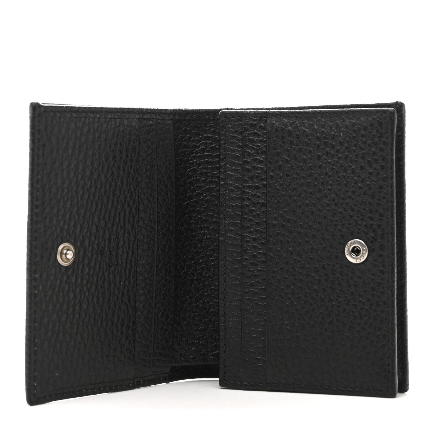 Dollar Calfskin Enamel Monochrome GG Marmont Card Case Black