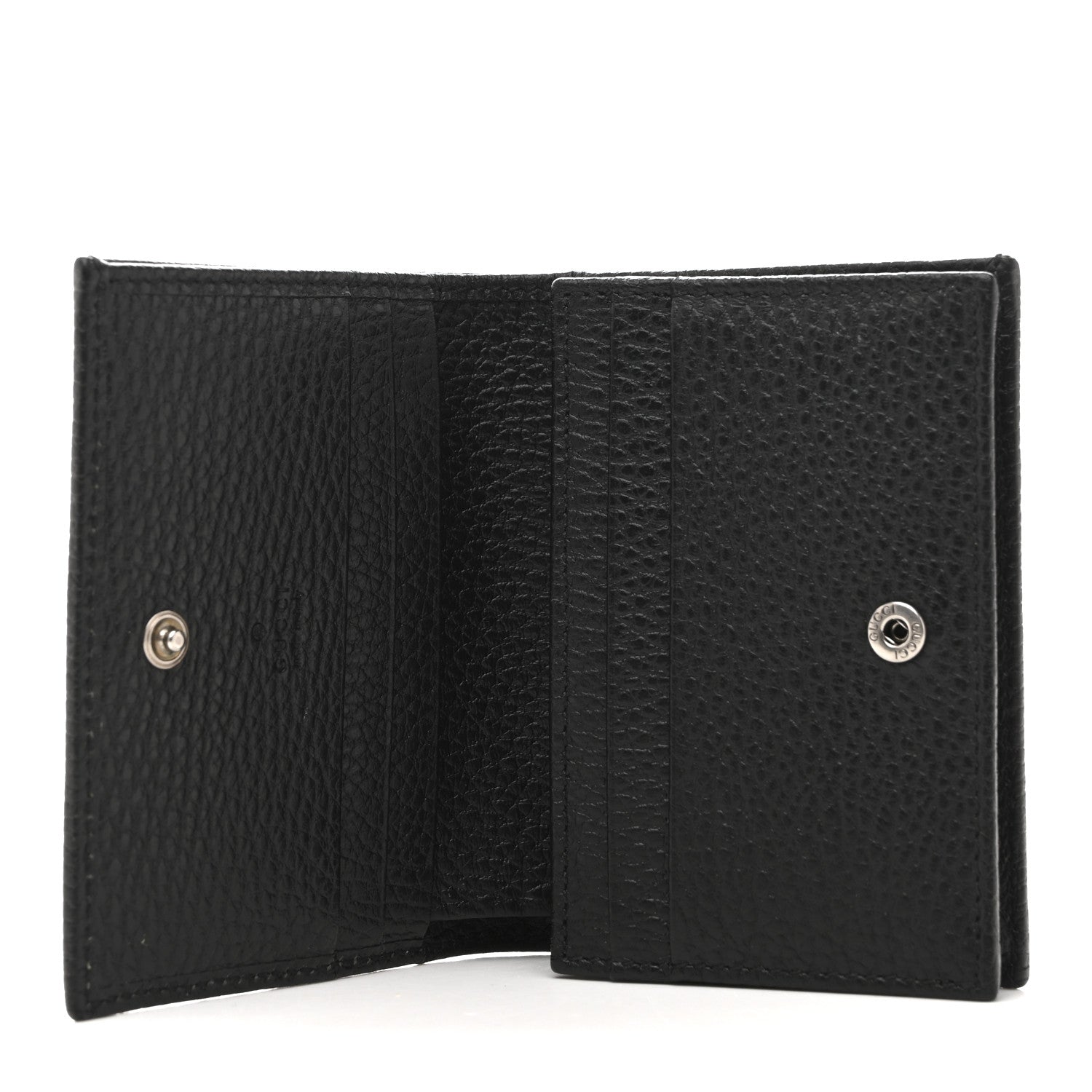 Gucci Dollar Calfskin Enamel Monochrome GG Marmont Card Case Black 5 of 9