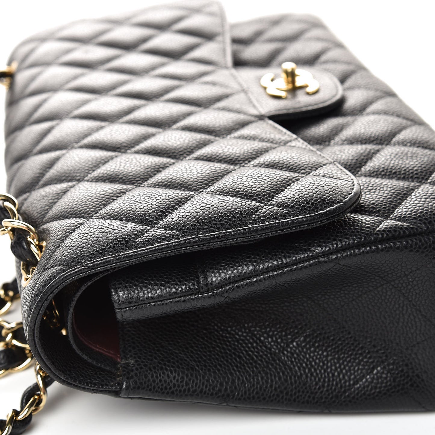 Caviar Quilted Jumbo Double Flap Black