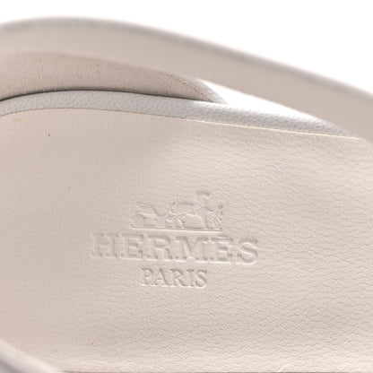 Hermes Goatskin Elda Espadrille Wedge Sandals 38 White 8 of 9