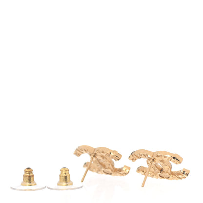 Chanel Metal Textured CC Earrings Gold 3 of 4