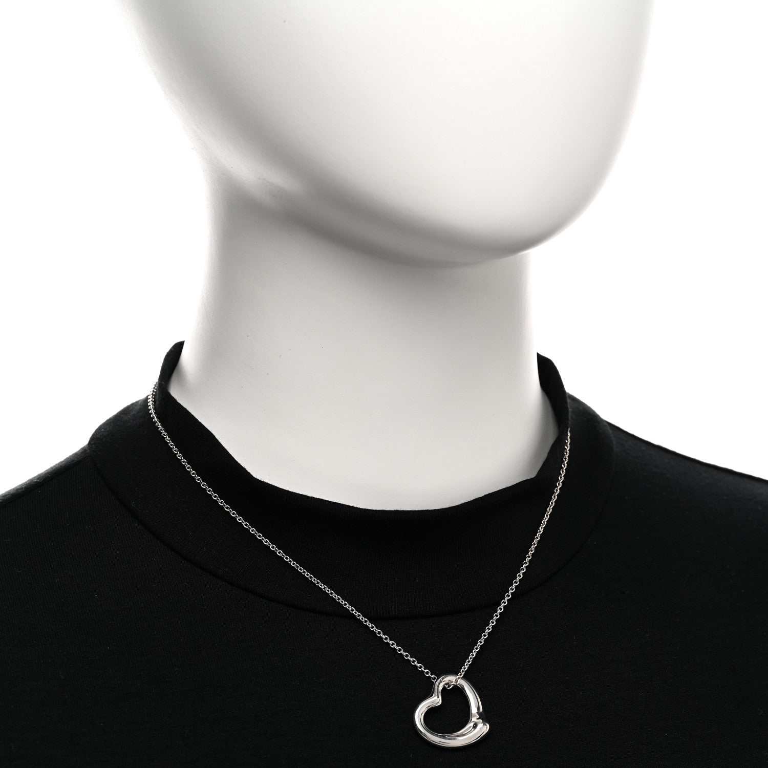 Tiffany Sterling Silver 22mm Elsa Peretti Open Heart Pendant Necklace 2 of 5