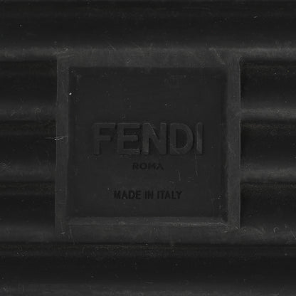 Fendi Fabric Rubber Macro FF Embroidered Mens Crisscross Slide Sandals 10 Maya Black 7 of 11