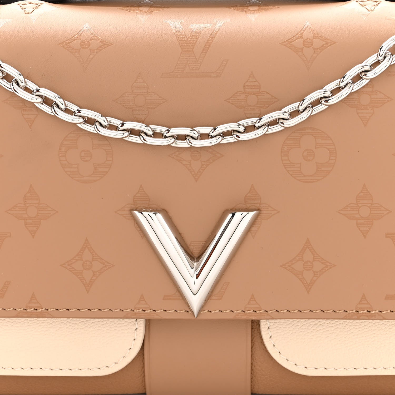 Louis Vuitton Monogram Cuir Plume Ecume Very Chain Bag Sesame Creme Black 8 of 10