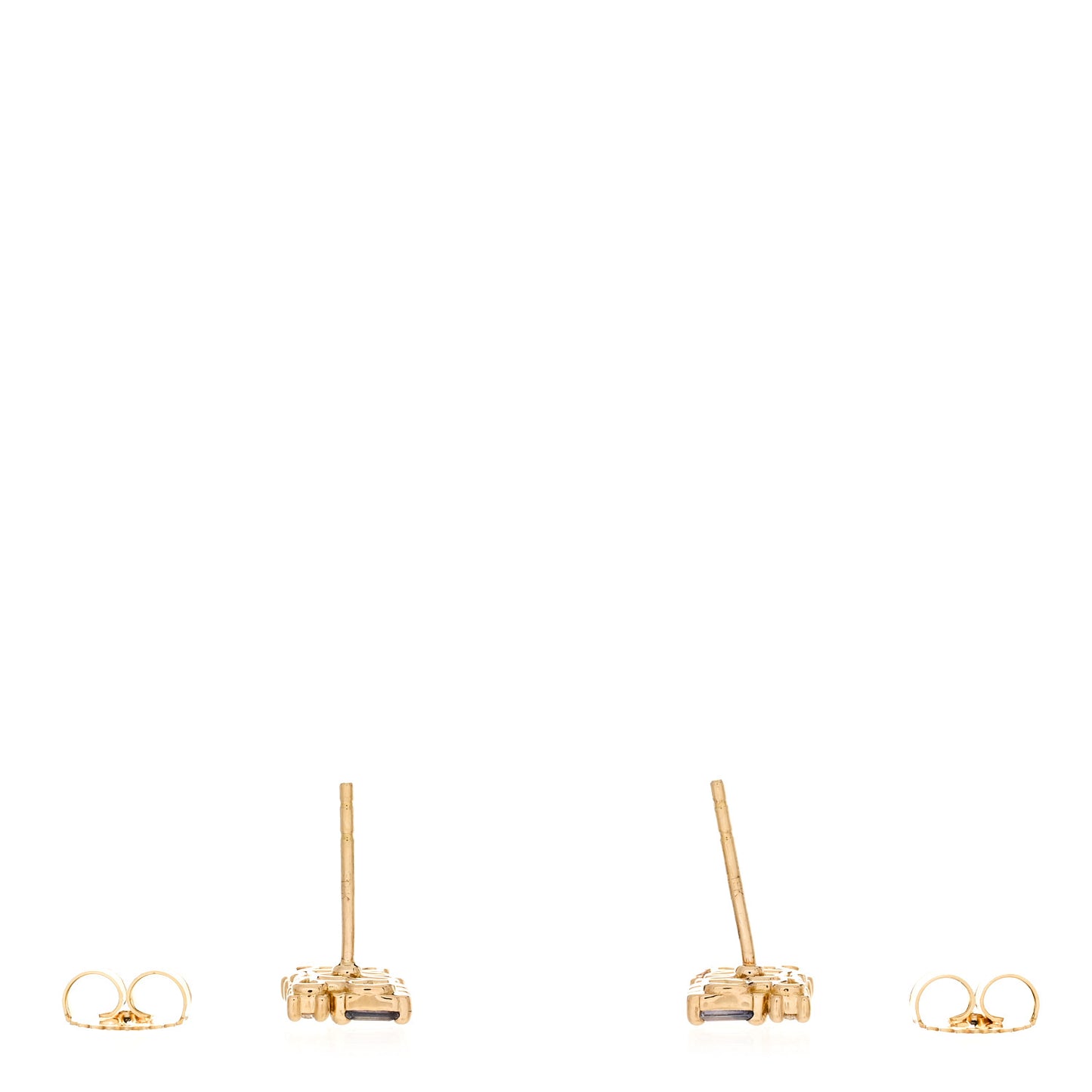 18K Rose Gold Diamond Sapphire Pastel Short Stack Stud Earrings
