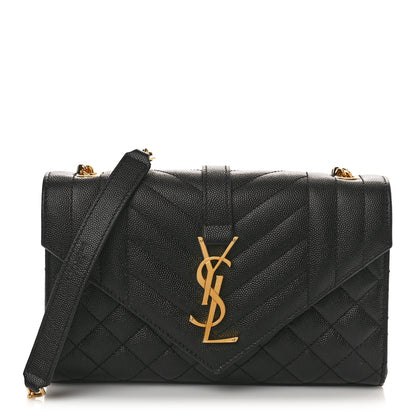 Saint Laurent Grain De Poudre Textured Mixed Matelasse Triquilt Small Monogram Satchel Black 1 of 10