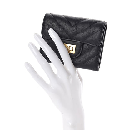 Chanel Crumpled Calfskin Chevron Quilted Reissue Card Holder Black 2 of 9