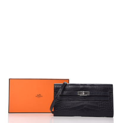 Hermes Matte Alligator Kelly Wallet To Go Bleu Indigo 10 of 10