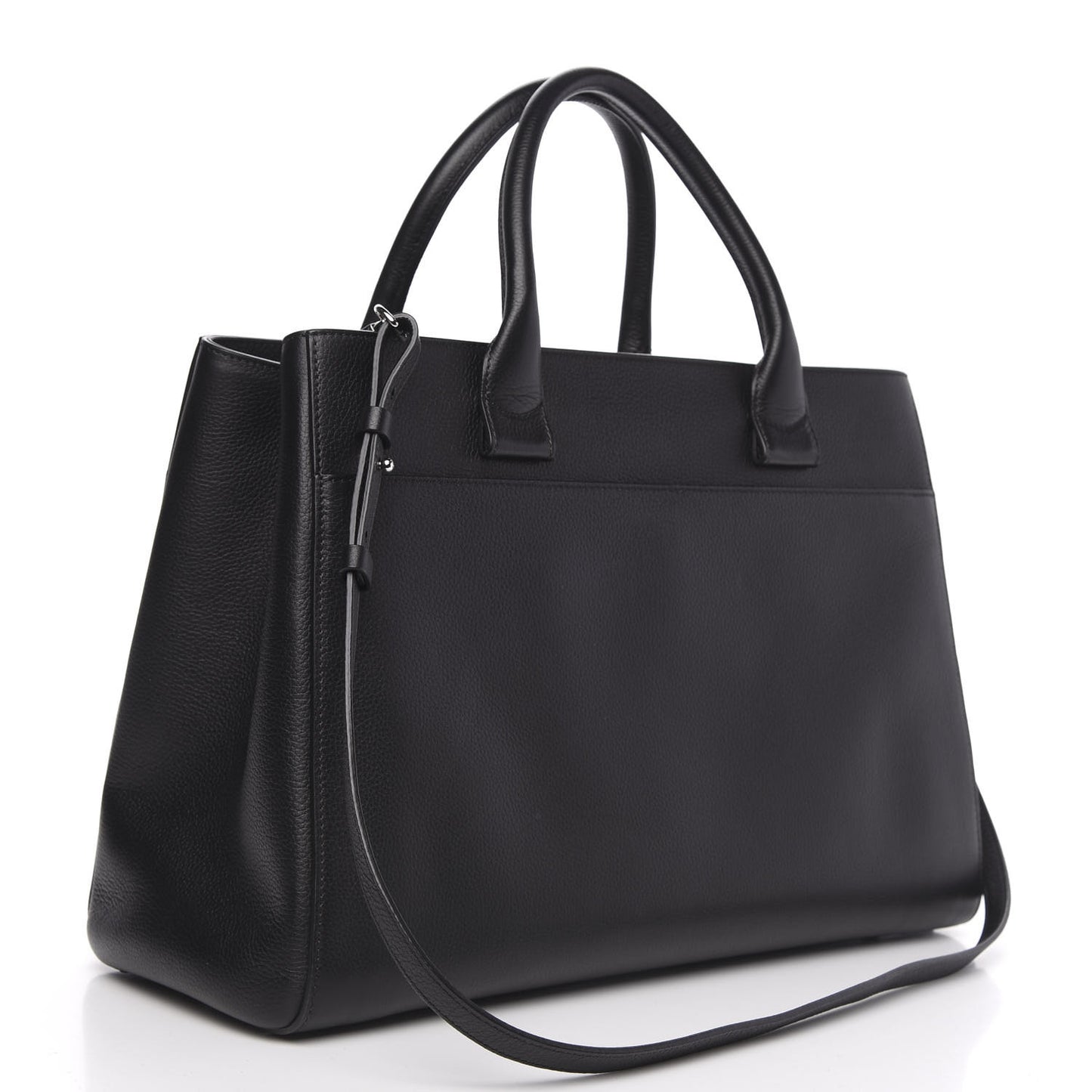 Grained Calfskin Medium Neo Executive Shopper Tote Black