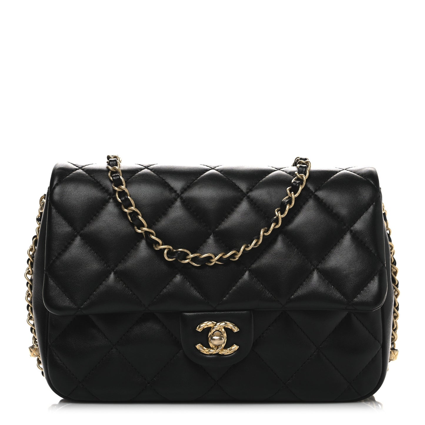 Lambskin Quilted CC Medium Dynasty Flap Black