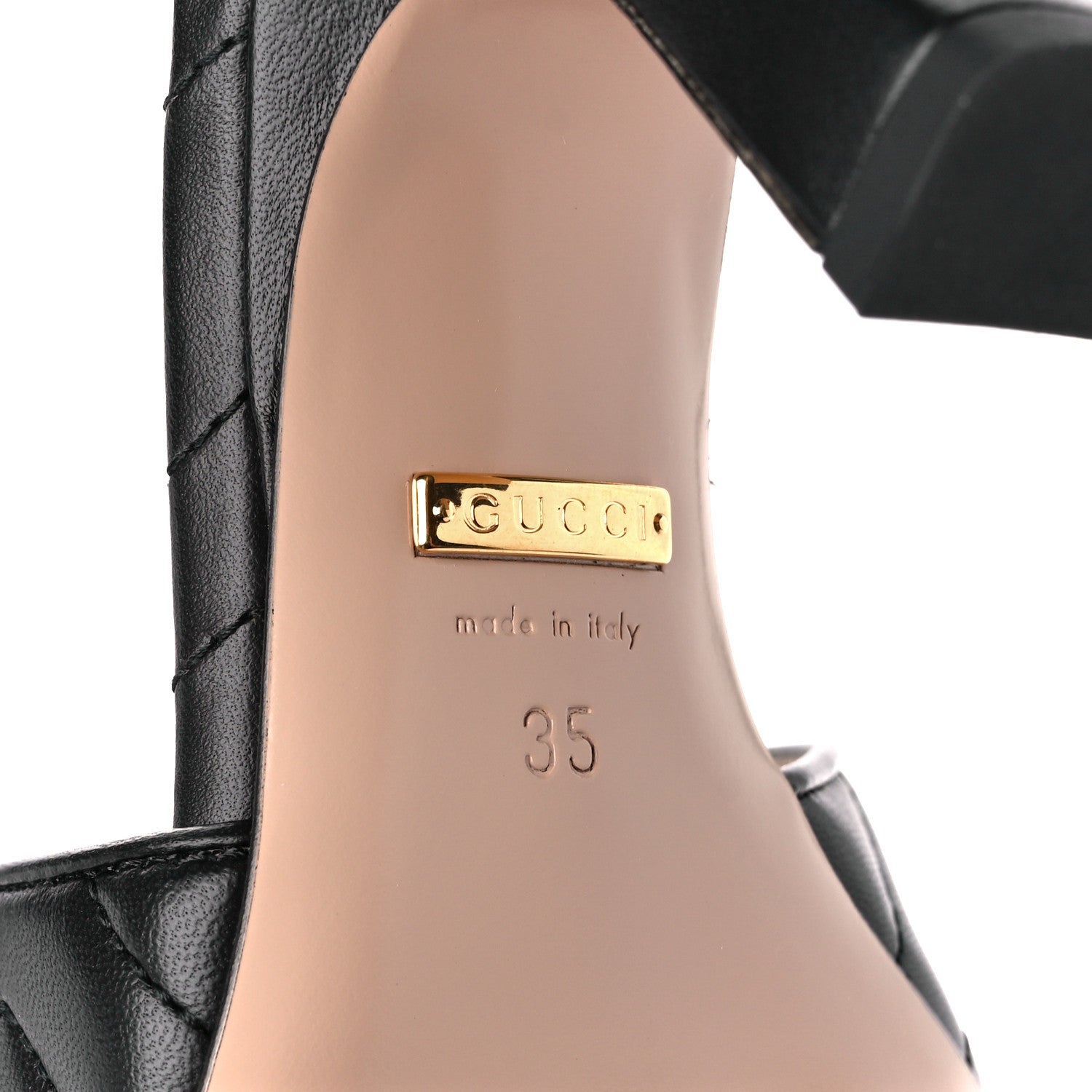 Gucci Nappa Matelasse Monochrome GG Marmont 75mm Slide Sandals 35 Black 8 of 10