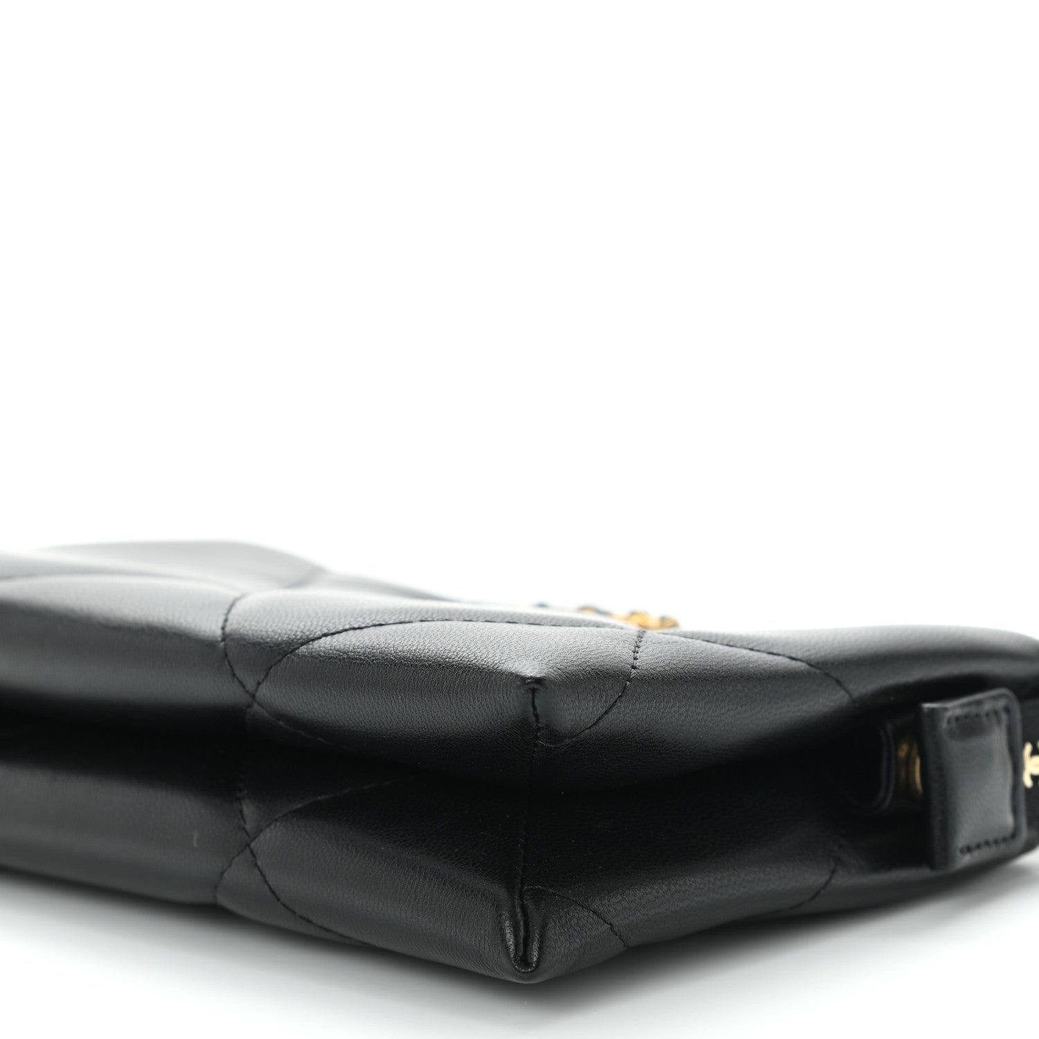 Chanel Shiny Goatskin Quilted Small Chanel 19 Pouch With Handle Black 9 of 9