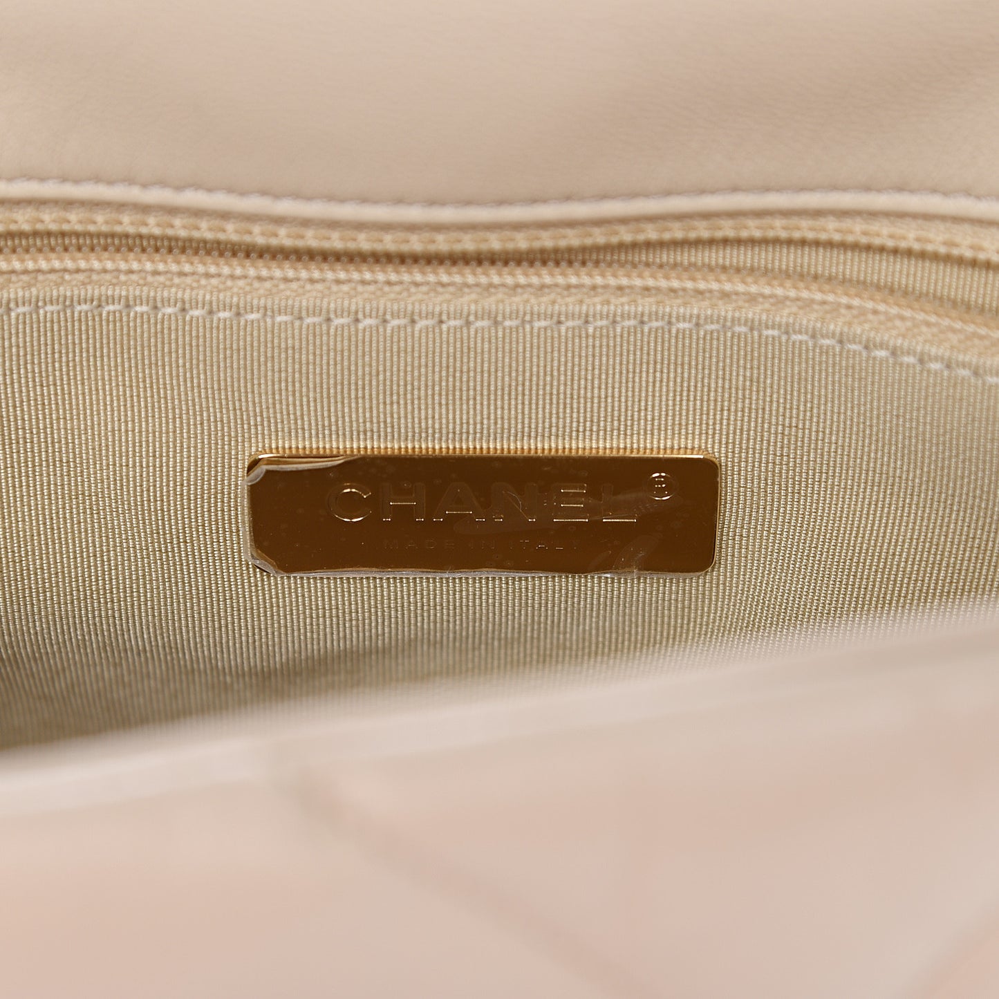 Goatskin Quilted Medium 19 Flap Light Beige