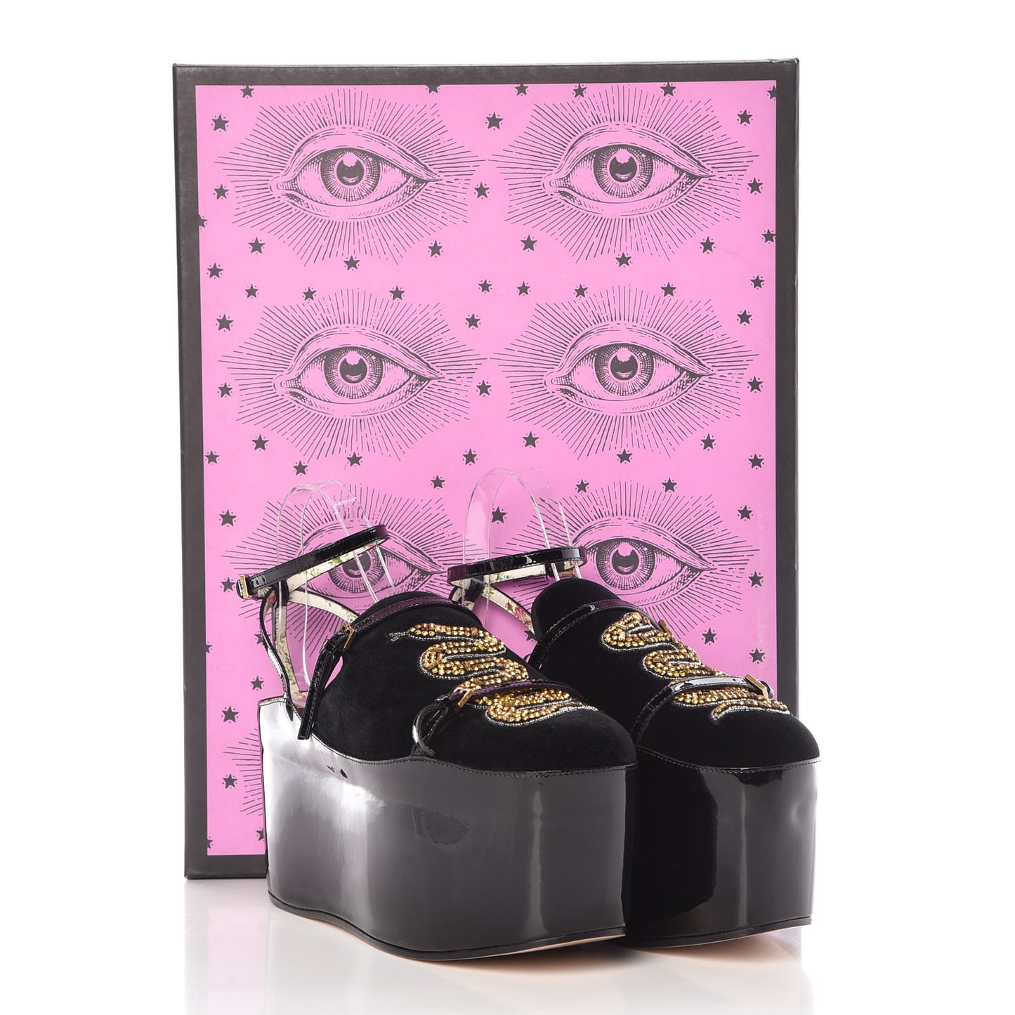 Velvet Silk Embellished Platform Detachable Slide 38.5 Black
