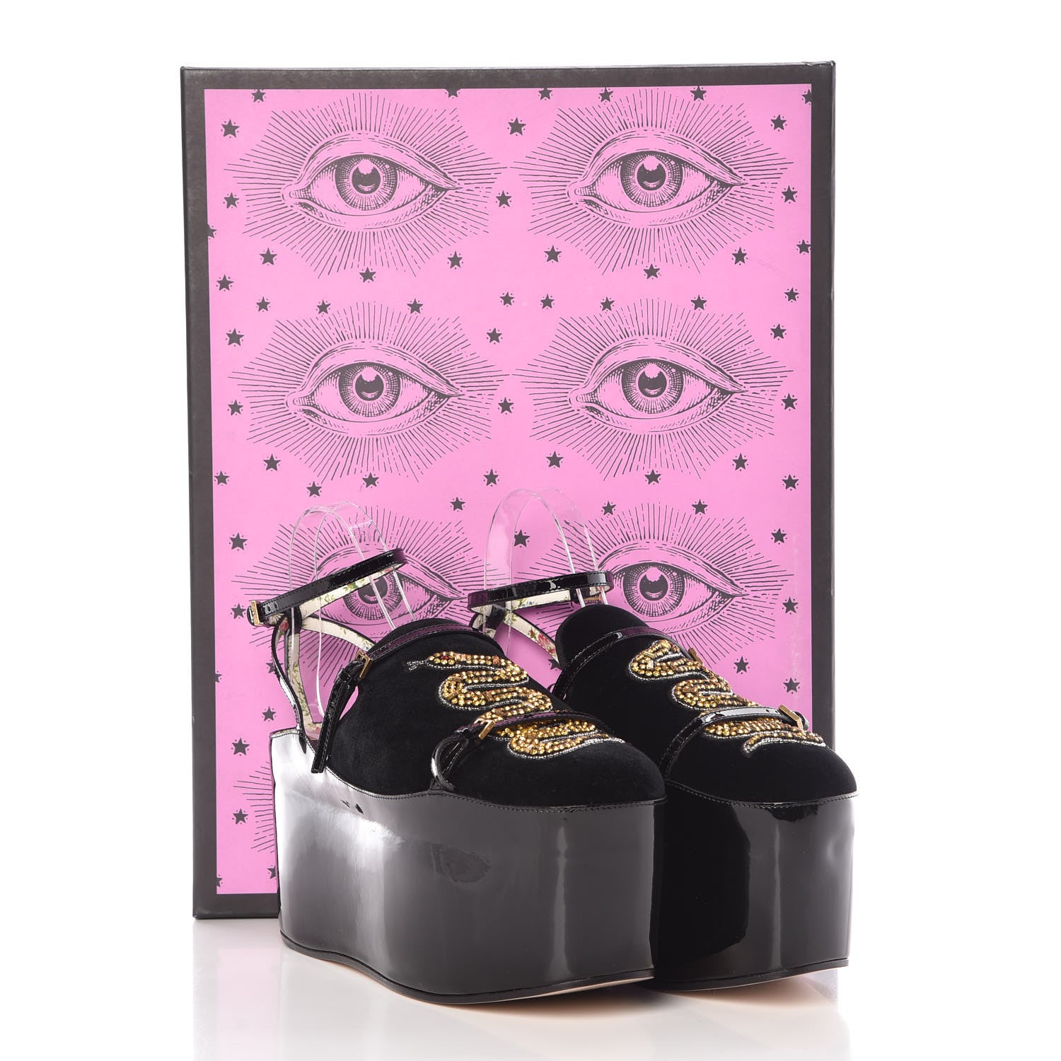 Gucci Velvet Silk Embellished Platform Detachable Slide 38.5 Black 13 of 13