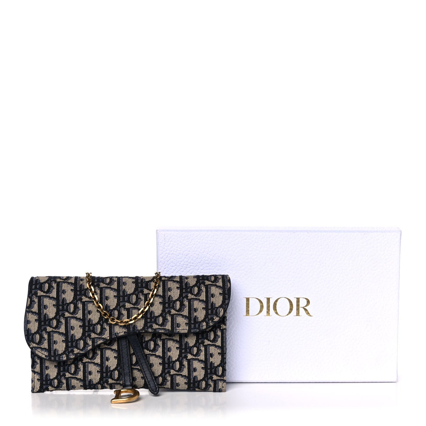 Oblique Saddle Chain Wallet Blue