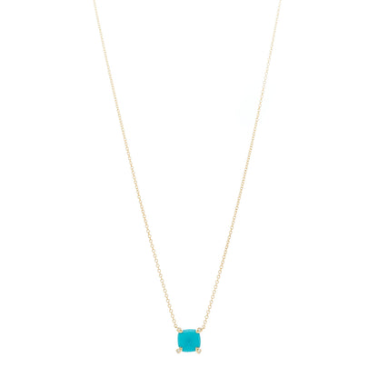 David Yurman 18K Yellow Gold Diamond Turquoise 7mm Petite Chatelaine Pendant Necklace 1 of 6