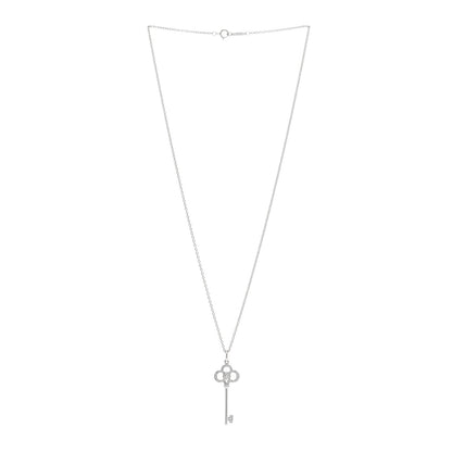 Tiffany 18K White Gold Diamond Mini Crown Key Pendant Necklace 3 of 5