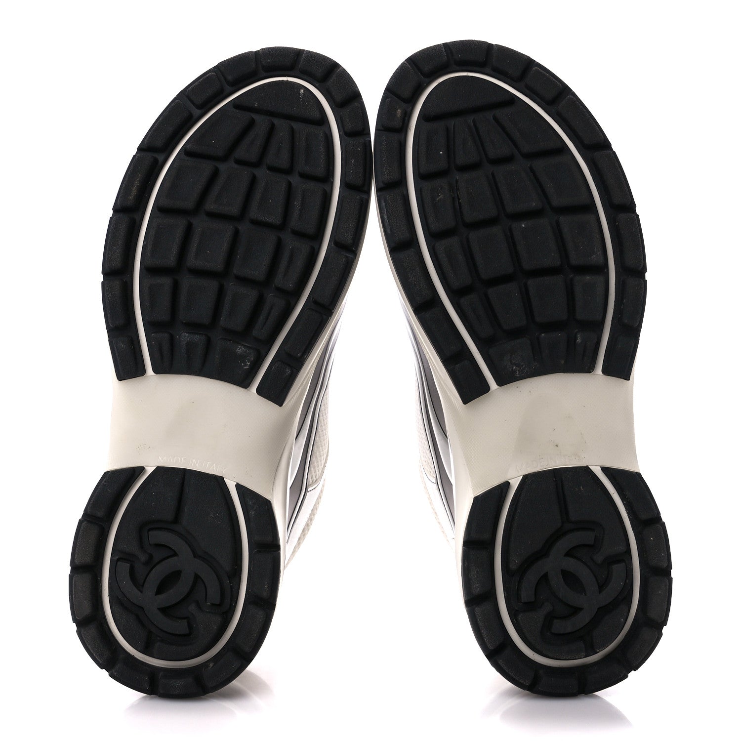 Chanel Fabric Laminated Calfskin Stretch CC Sneakers 39 White Silver 5 of 10