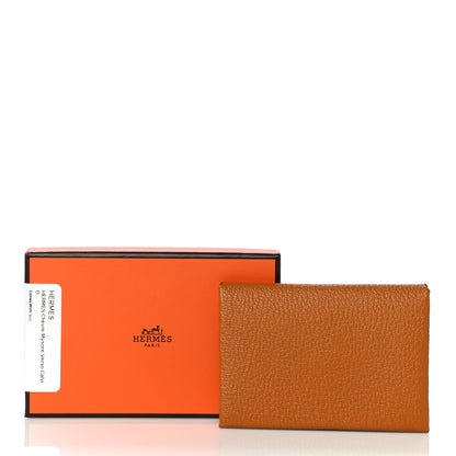Hermes Chevre Mysore Verso Calvi Duo Card Case Caramel Rose Sakura 10 of 10