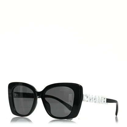 Chanel Acetate Strass Square Sunglasses 5422-B-A Black White 1 of 9