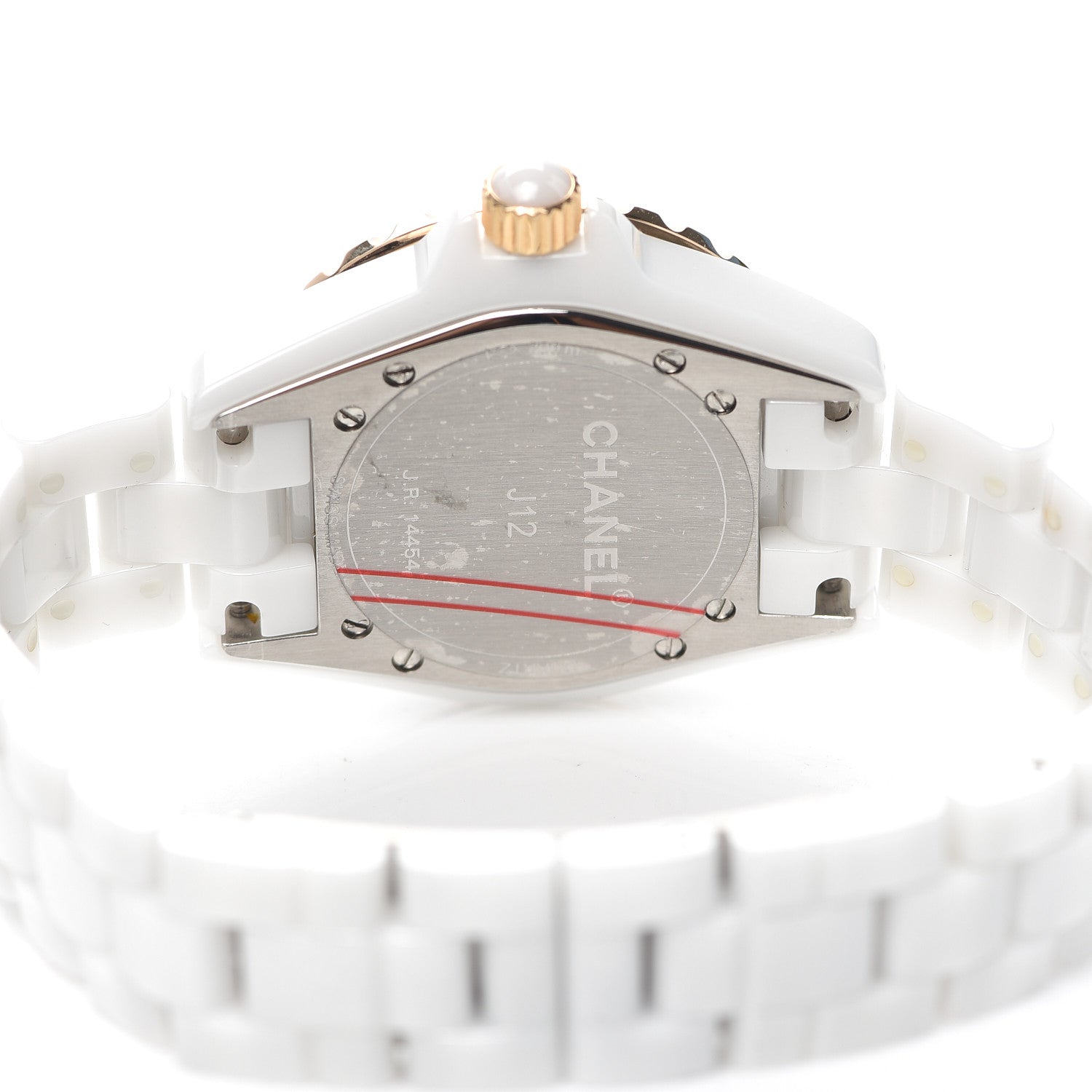 Chanel Stainless Steel 18K Beige Gold Ceramic Diamond 33mm J12 Quartz Watch White 4 of 5