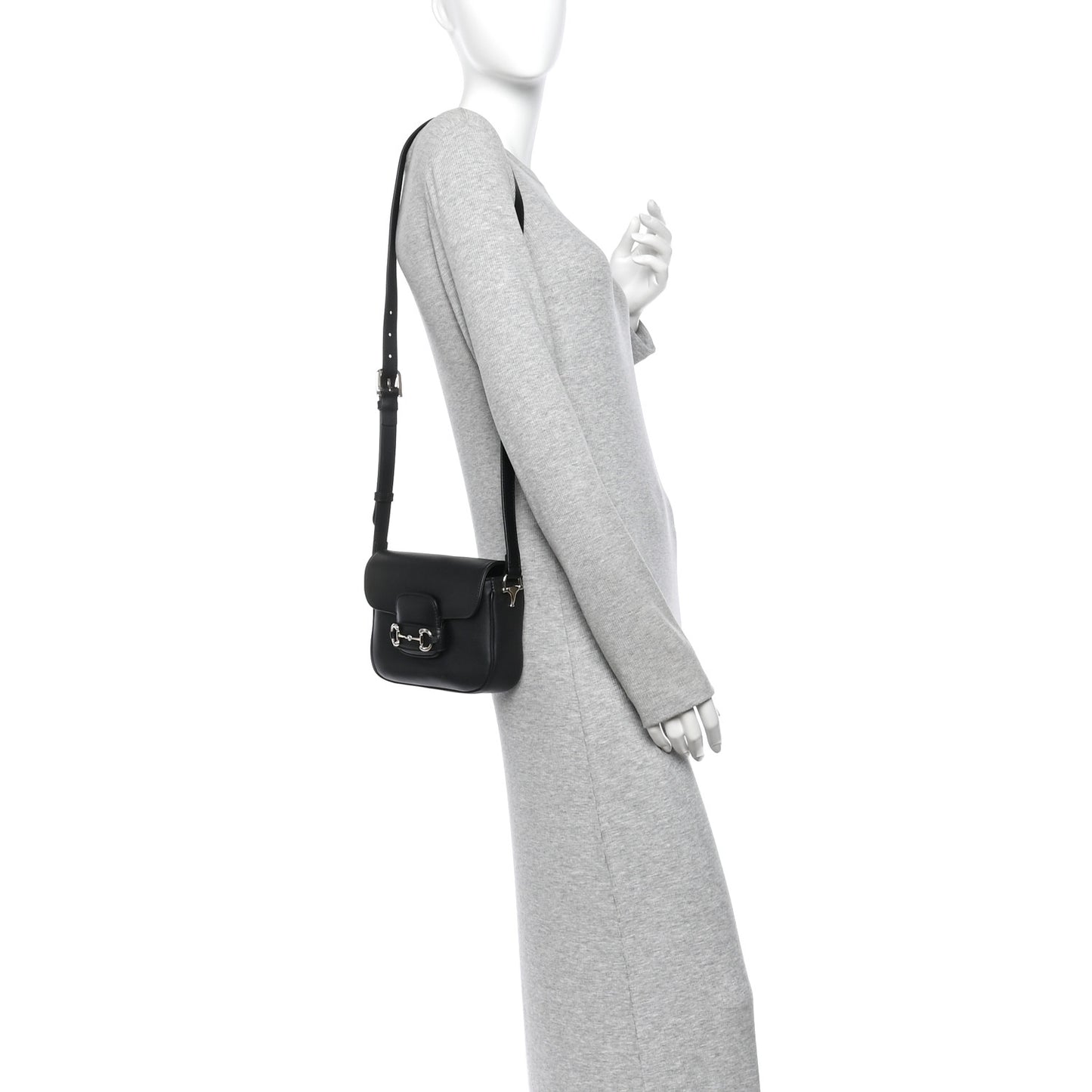 Arabella Calfskin Horsebit 1955 Soft Small Shoulder Bag Black