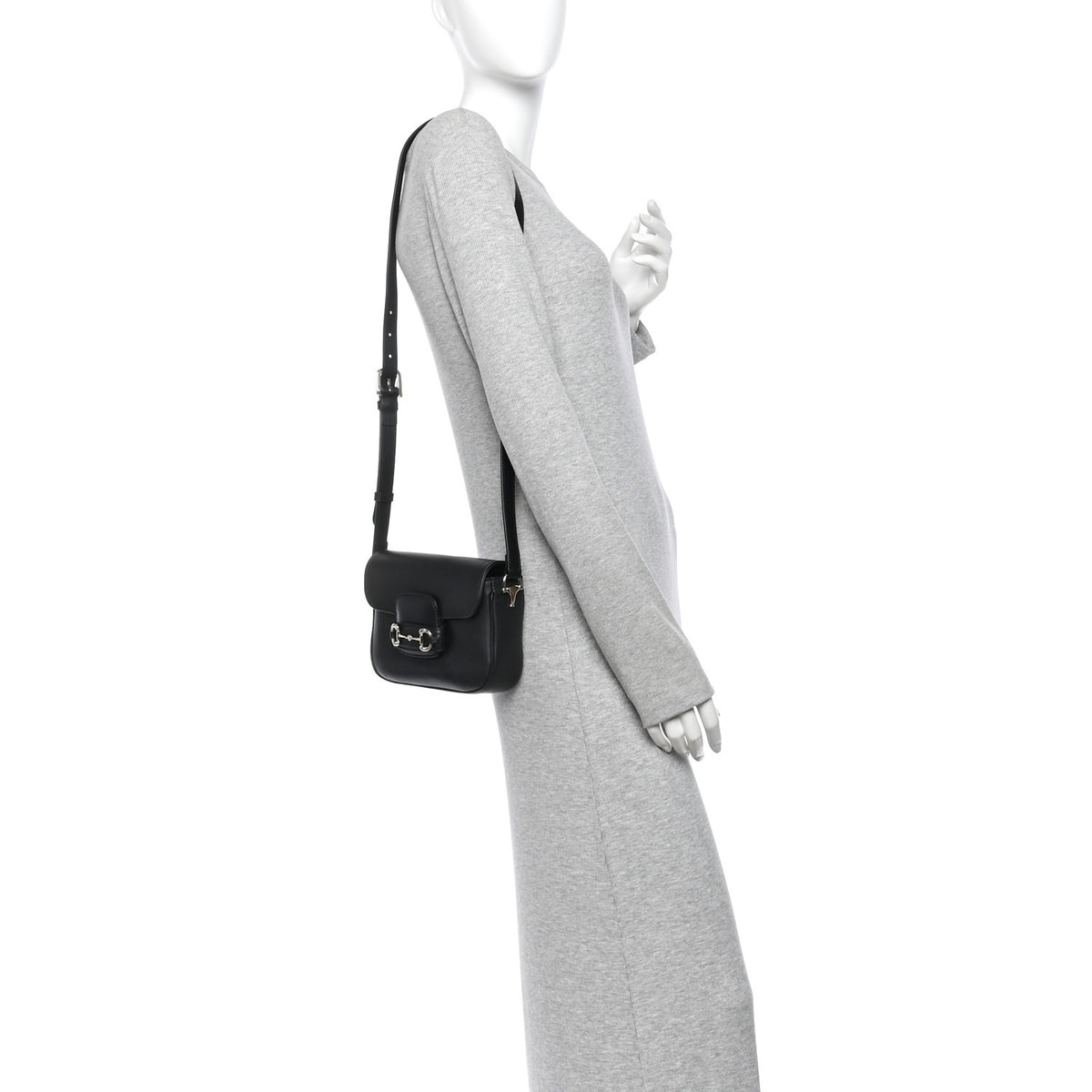 Gucci Arabella Calfskin Horsebit 1955 Soft Small Shoulder Bag Black 2 of 10