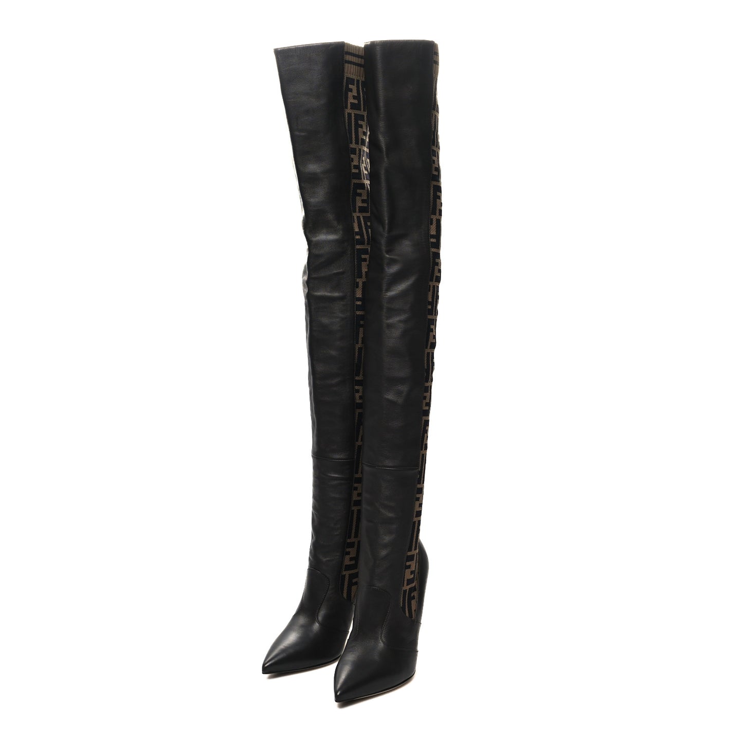 Nappa Microfiber Fabric FF Rockoko Thigh High 105mm Boots 39 Ebano Tobacco Black