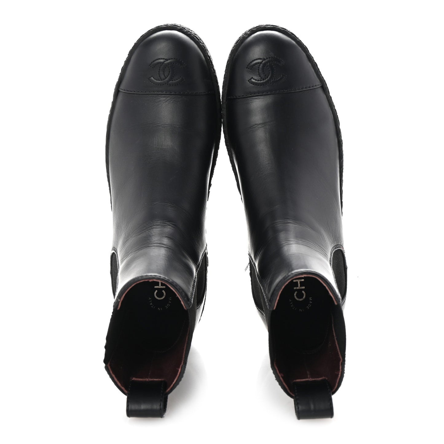 Calfskin Cap Toe CC Ankle Boots 40 Black
