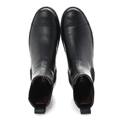 Chanel Calfskin Cap Toe CC Ankle Boots 40 Black 2 of 10