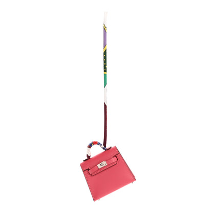 Hermes Tadelakt Mini Kelly Twilly Bag Charm Rose Lipstick 1 of 5