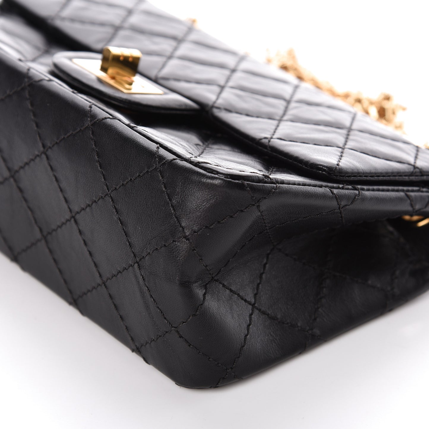 Aged Calfskin Quilted 2.55 Reissue Mini Flap Black