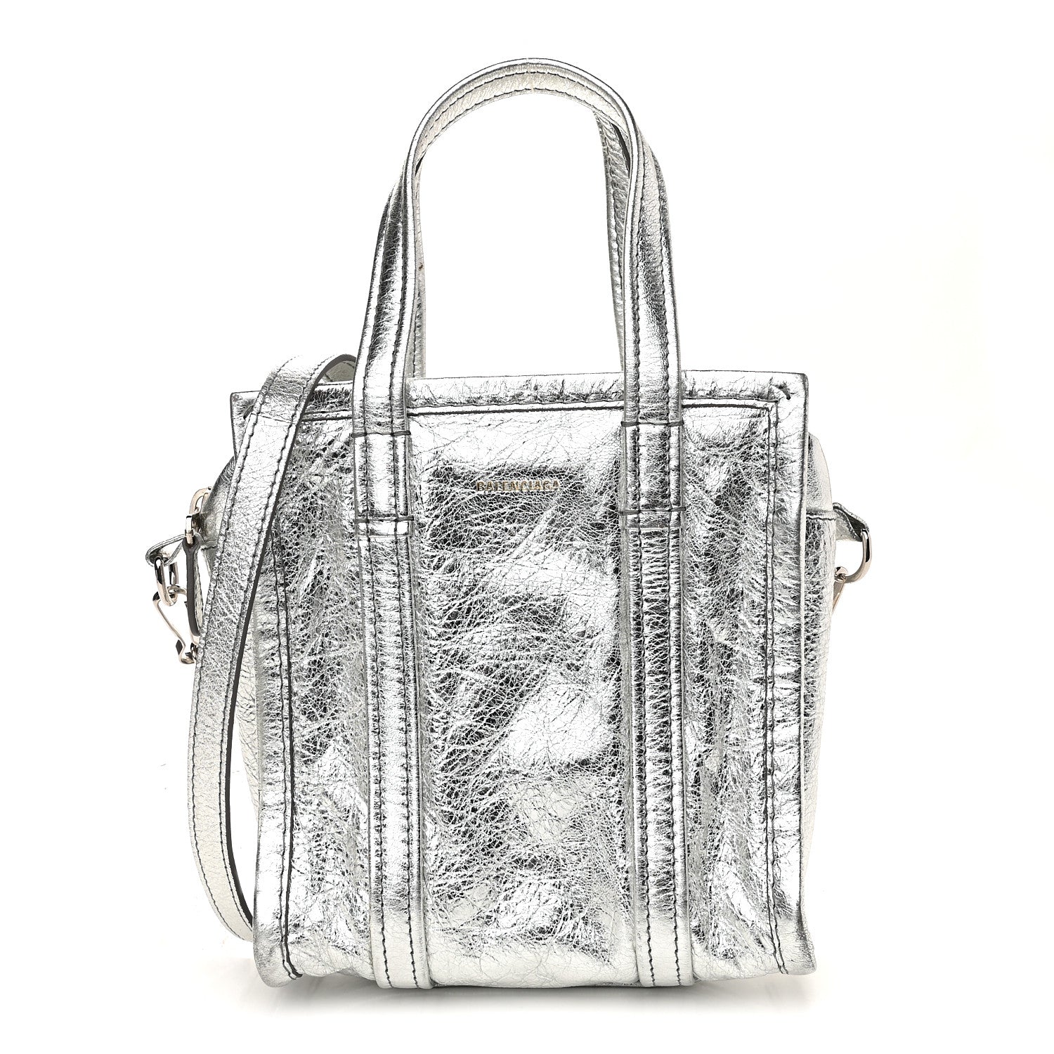Balenciaga Metallic Calfskin XXS Bazar Shopper Tote Silver Hardware 1 of 12