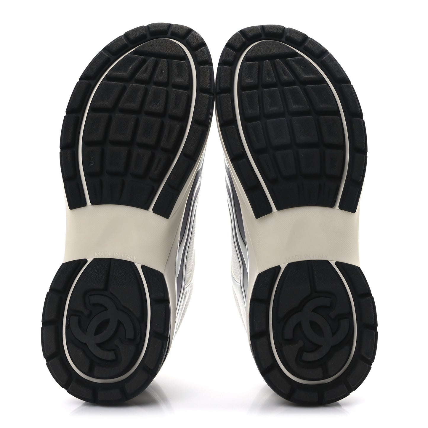 Fabric Laminated Calfskin Stretch CC Sneakers 39 White Silver