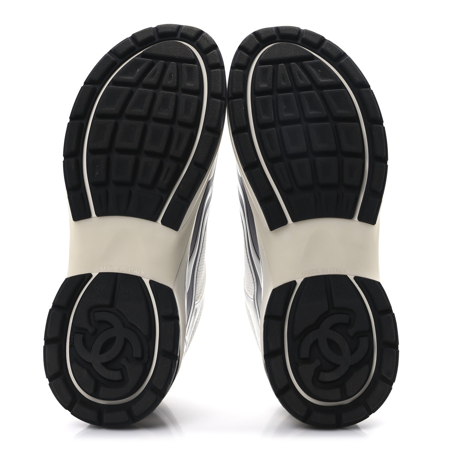 Chanel Fabric Laminated Calfskin Stretch CC Sneakers 39 White Silver 6 of 9