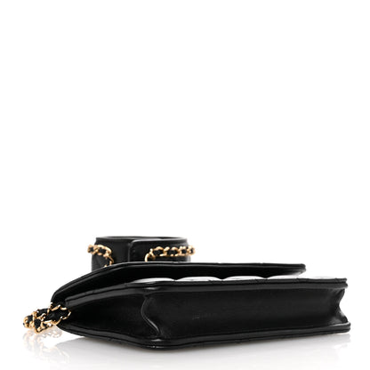 Chanel Lambskin Quilted Flap Card Holder With Cuff L Black 3 of 7