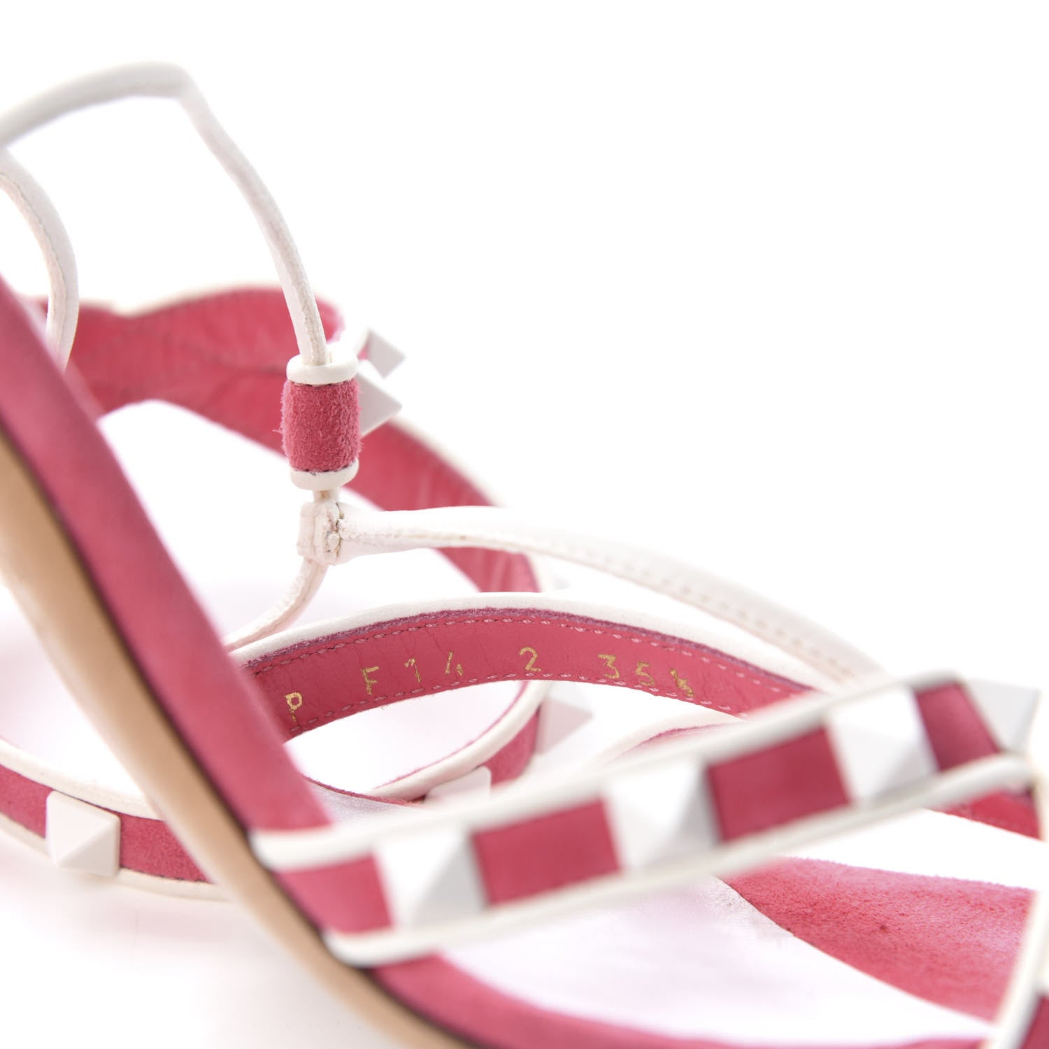 Valentino Garavani Suede Free Rockstud Ankle T-Strap 105mm Sandals 35.5 Shadow Pink White 9 of 9