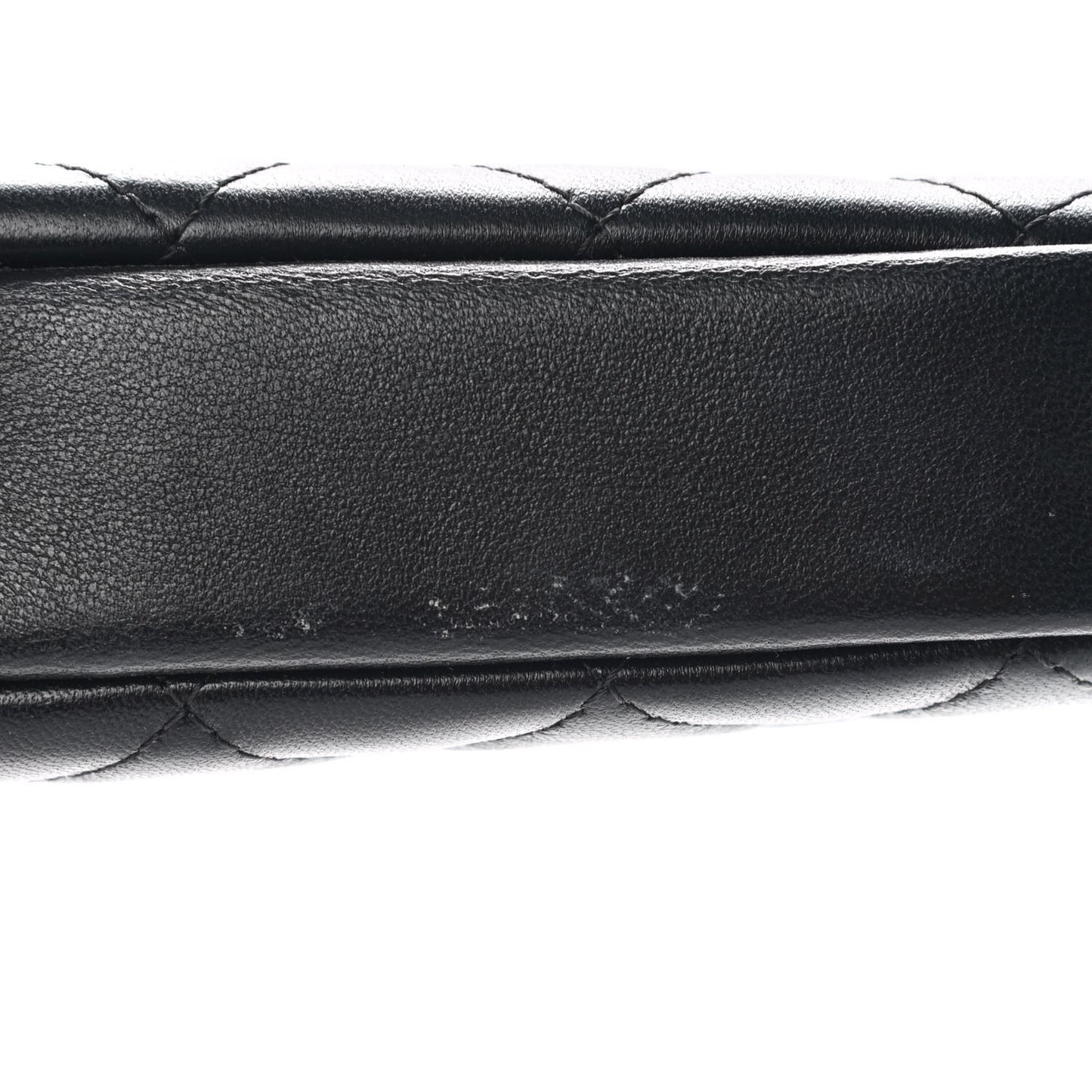 Lambskin Quilted Small Curvy Pouch Cosmetic Case Black