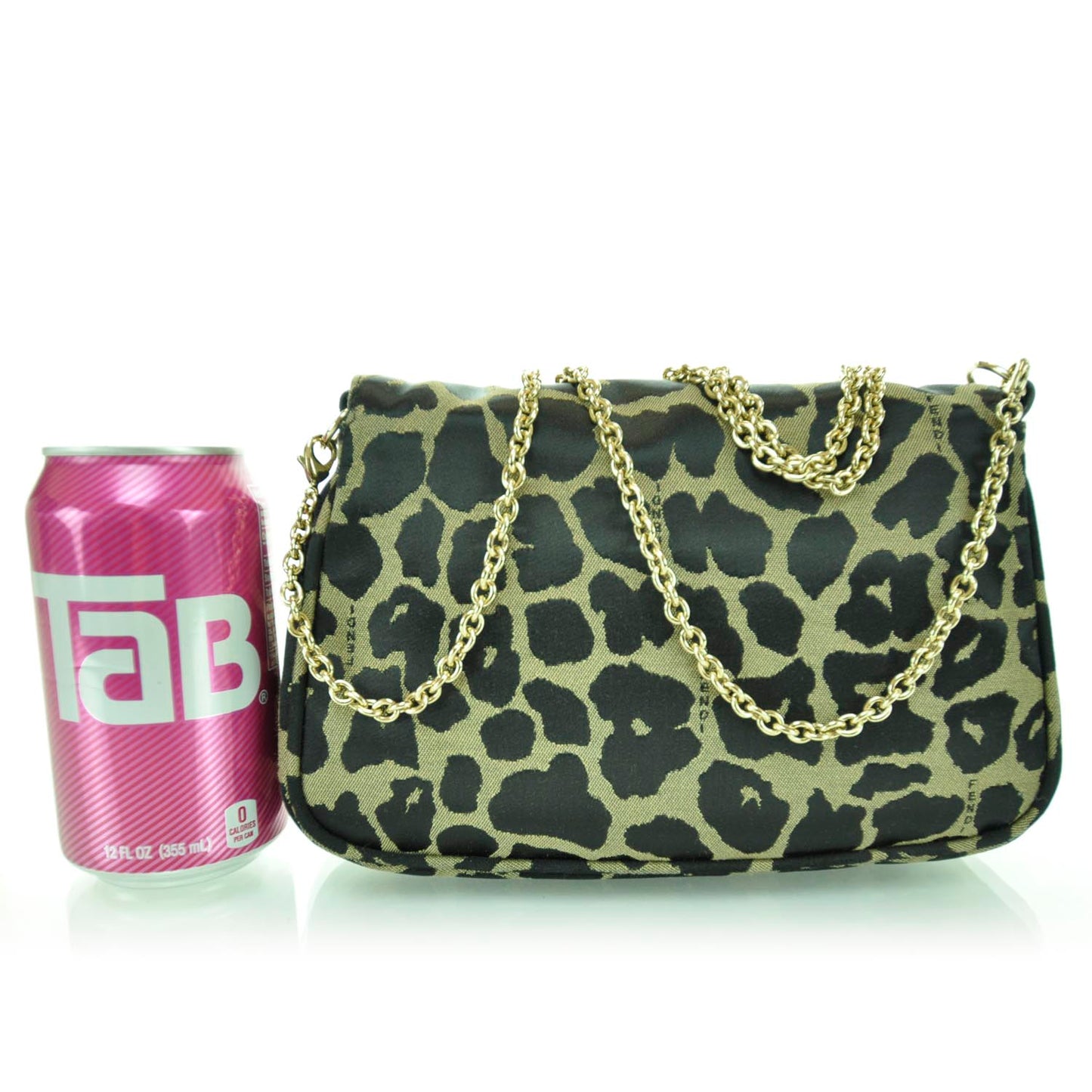 Jacquard Leopard Print Fendista Pouchette Crossbody Taupe Black