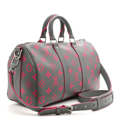 Louis Vuitton Monogram Glow Up Keepall Bandouliere 35 Grey Pink 3 of 9