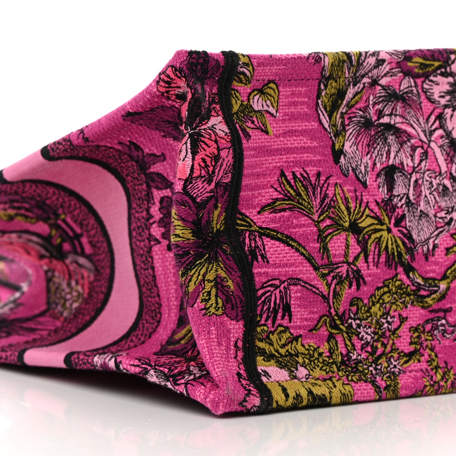 Christian Dior Canvas Embroidered Medium Toile de Jouy Voyage Book Tote Fuchsia Multicolor 9 of 12